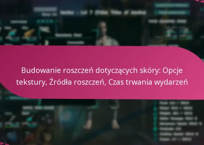 Budowanie roszczeń dotyczących skóry: Opcje tekstury, Źródła roszczeń, Czas trwania wydarzeń