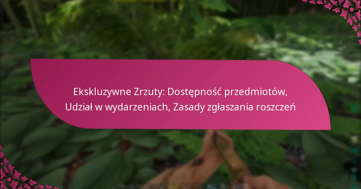 Ekskluzywne Zrzuty: Dostępność przedmiotów, Udział w wydarzeniach, Zasady zgłaszania roszczeń