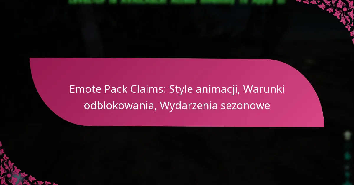 Emote Pack Claims: Style animacji, Warunki odblokowania, Wydarzenia sezonowe