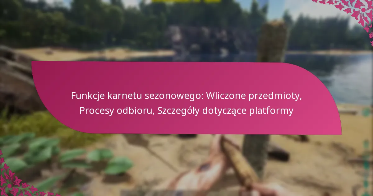 Funkcje karnetu sezonowego: Wliczone przedmioty, Procesy odbioru, Szczegóły dotyczące platformy