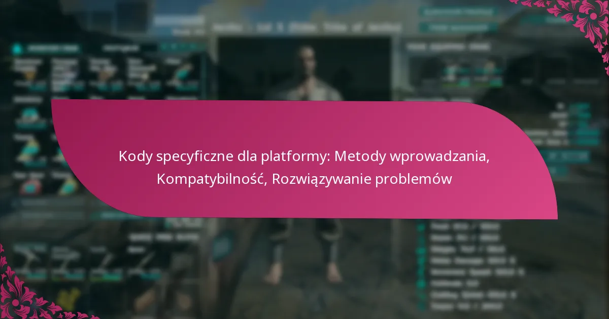 Kody specyficzne dla platformy: Metody wprowadzania, Kompatybilność, Rozwiązywanie problemów