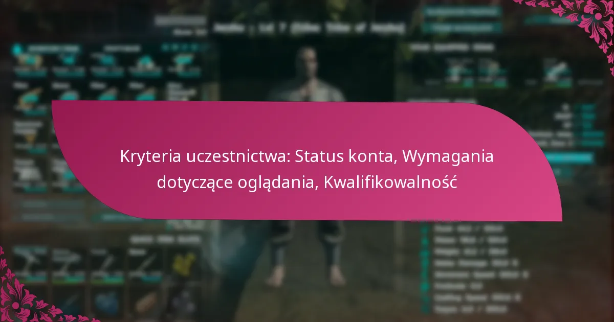 Kryteria uczestnictwa: Status konta, Wymagania dotyczące oglądania, Kwalifikowalność