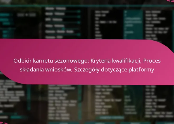 Odbiór karnetu sezonowego: Kryteria kwalifikacji, Proces składania wniosków, Szczegóły dotyczące platformy
