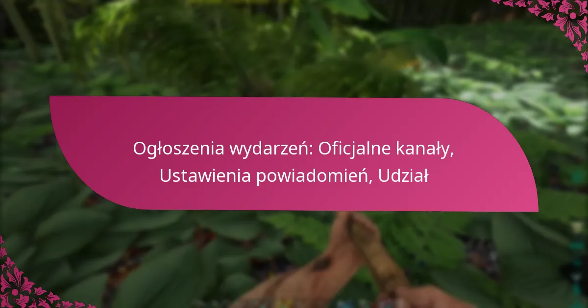 Ogłoszenia wydarzeń: Oficjalne kanały, Ustawienia powiadomień, Udział