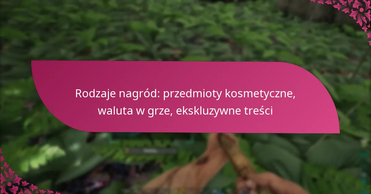 Rodzaje nagród: przedmioty kosmetyczne, waluta w grze, ekskluzywne treści