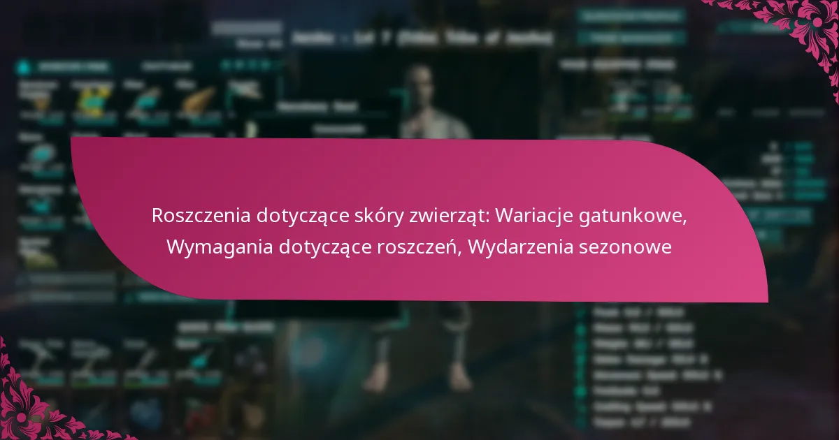 Roszczenia dotyczące skóry zwierząt: Wariacje gatunkowe, Wymagania dotyczące roszczeń, Wydarzenia sezonowe