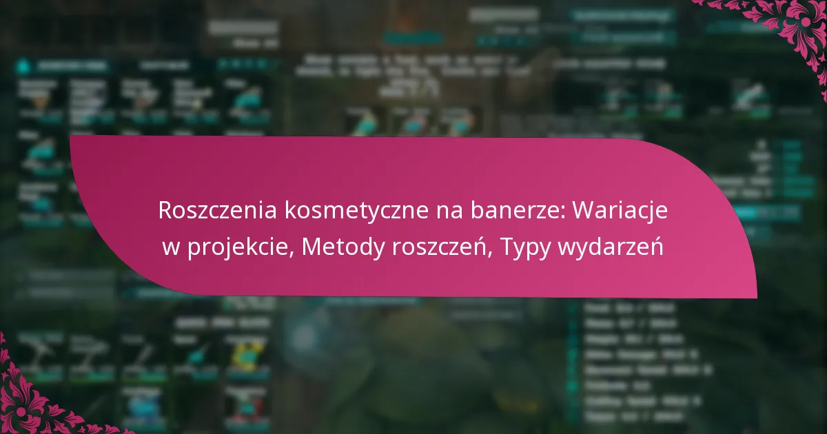 Roszczenia kosmetyczne na banerze: Wariacje w projekcie, Metody roszczeń, Typy wydarzeń