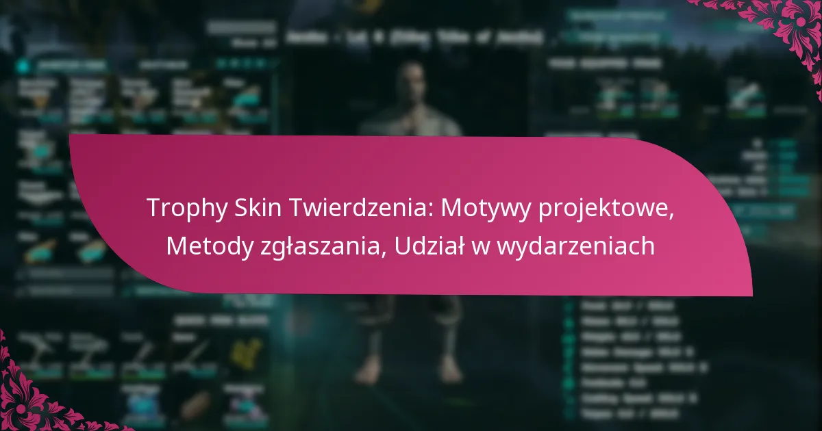 Trophy Skin Twierdzenia: Motywy projektowe, Metody zgłaszania, Udział w wydarzeniach