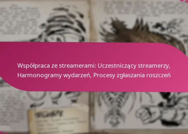 Współpraca ze streamerami: Uczestniczący streamerzy, Harmonogramy wydarzeń, Procesy zgłaszania roszczeń