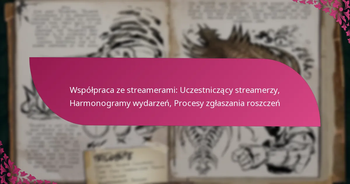Współpraca ze streamerami: Uczestniczący streamerzy, Harmonogramy wydarzeń, Procesy zgłaszania roszczeń
