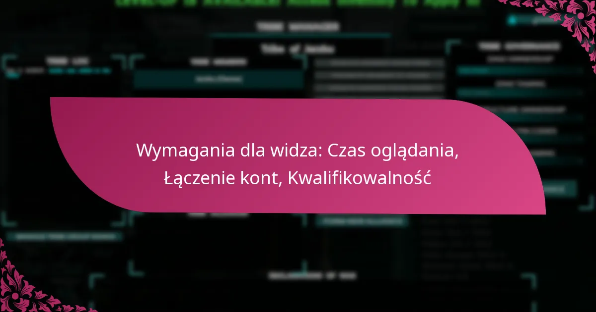 Wymagania dla widza: Czas oglądania, Łączenie kont, Kwalifikowalność