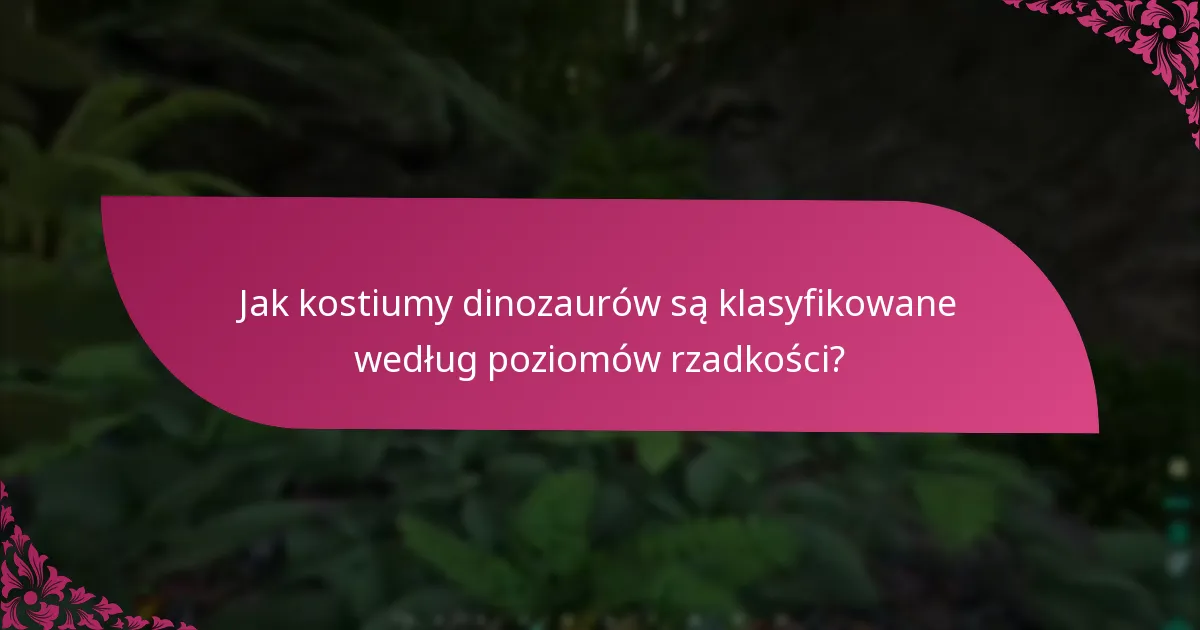 Jak kostiumy dinozaurów są klasyfikowane według poziomów rzadkości?