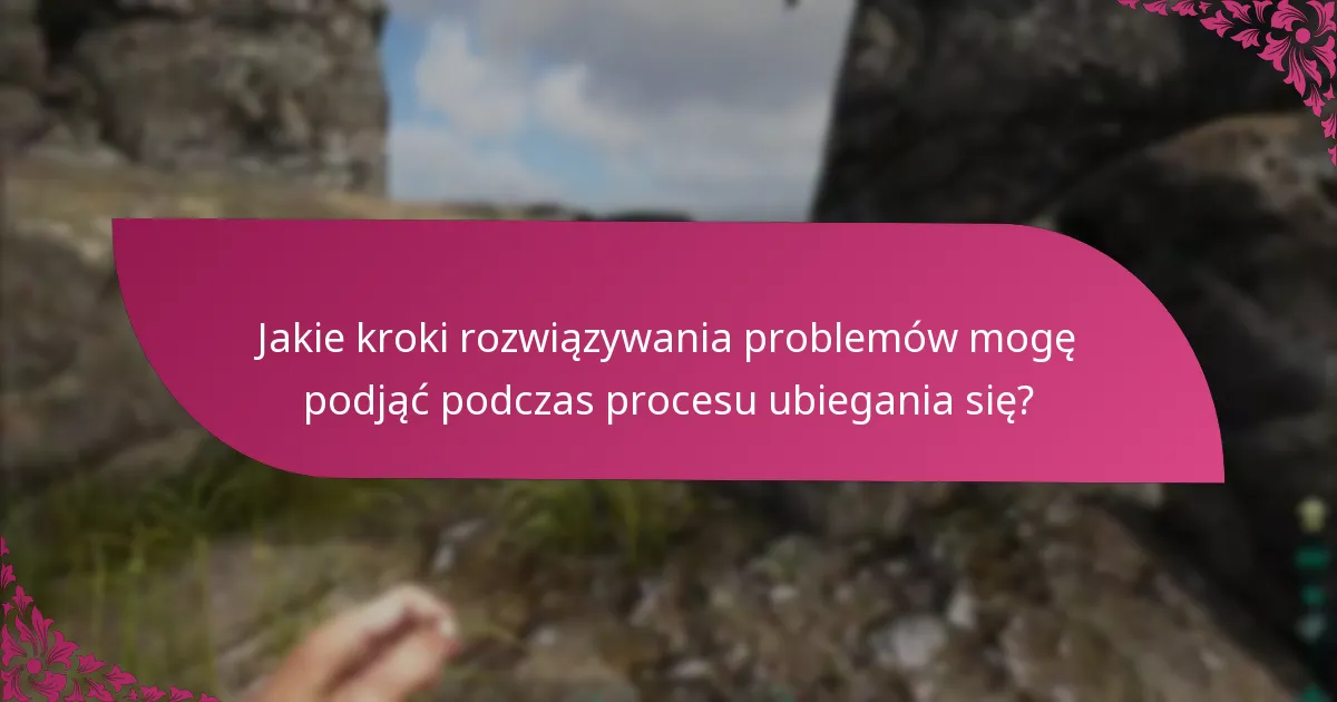Jakie kroki rozwiązywania problemów mogę podjąć podczas procesu ubiegania się?